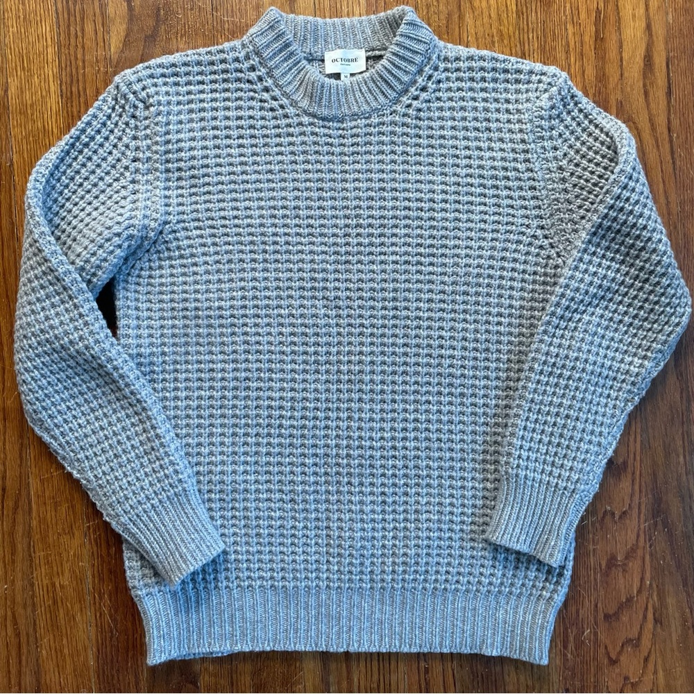 Octobre Editions Gray Italian Wool Heavy Waffle Sweater Size Medium